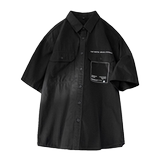 2025夏装新款时尚男贴标印花港风短袖衬衣705-C03-P50控68，男装T恤，星座705