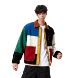 25冬羊羔绒马蒂斯拼色多彩男外套加棉加厚短外套705-M3701-特P108，女装短外套，星座705