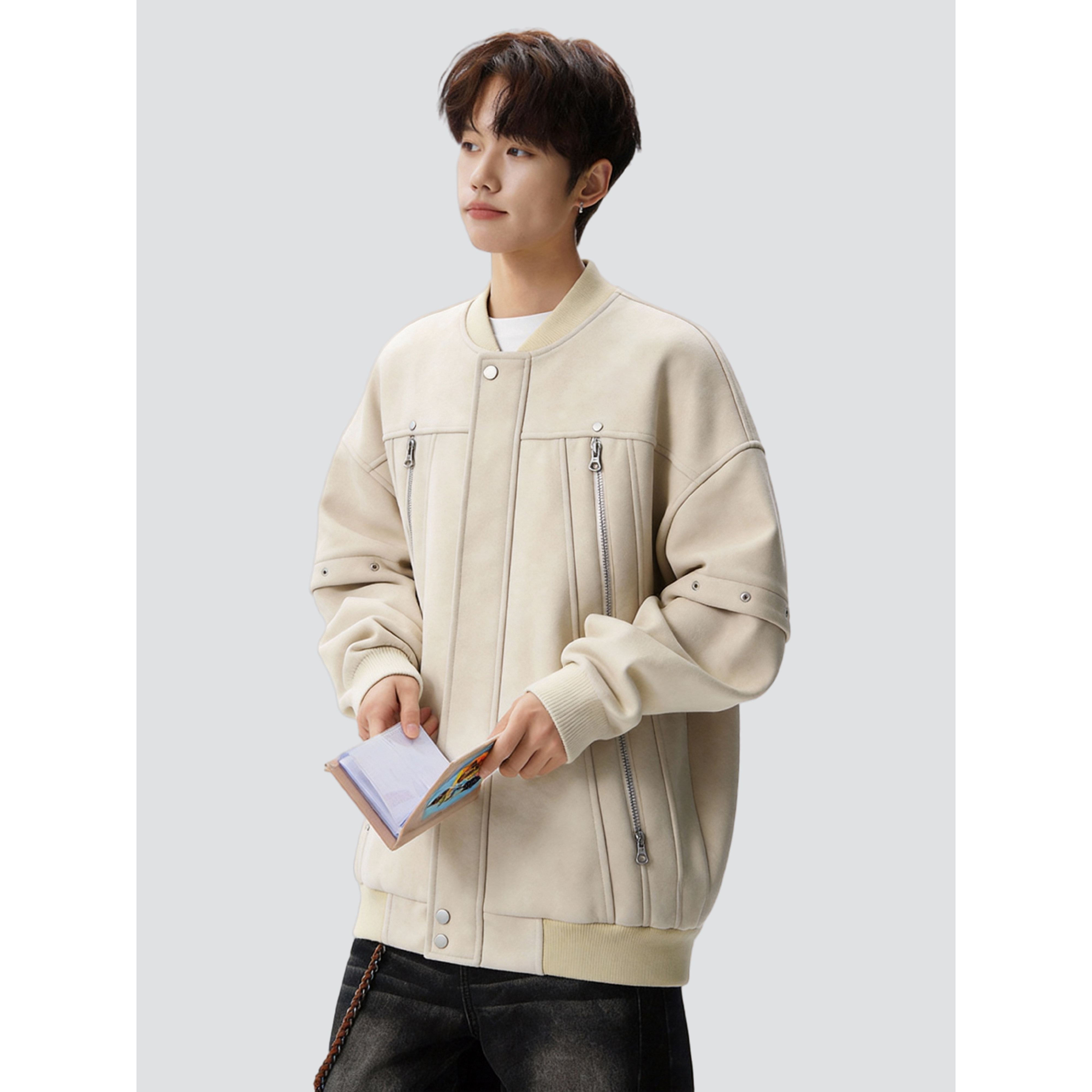 【现货】26春新重磅毛呢金属潮棒球服拉链夹克外套705-W8867-P88,男装夹克,星座705