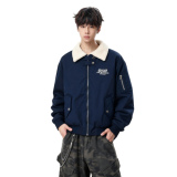 25新双面穿羊羔毛毛领加厚棉服外套男冬季美式刺绣特批M3698-P98，男装棉衣，星座705