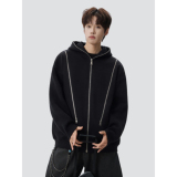 26春美式解构多拉链连帽开衫卫衣男女秋冬廓形外套705-WY1663-P58，女装短外套，星座705