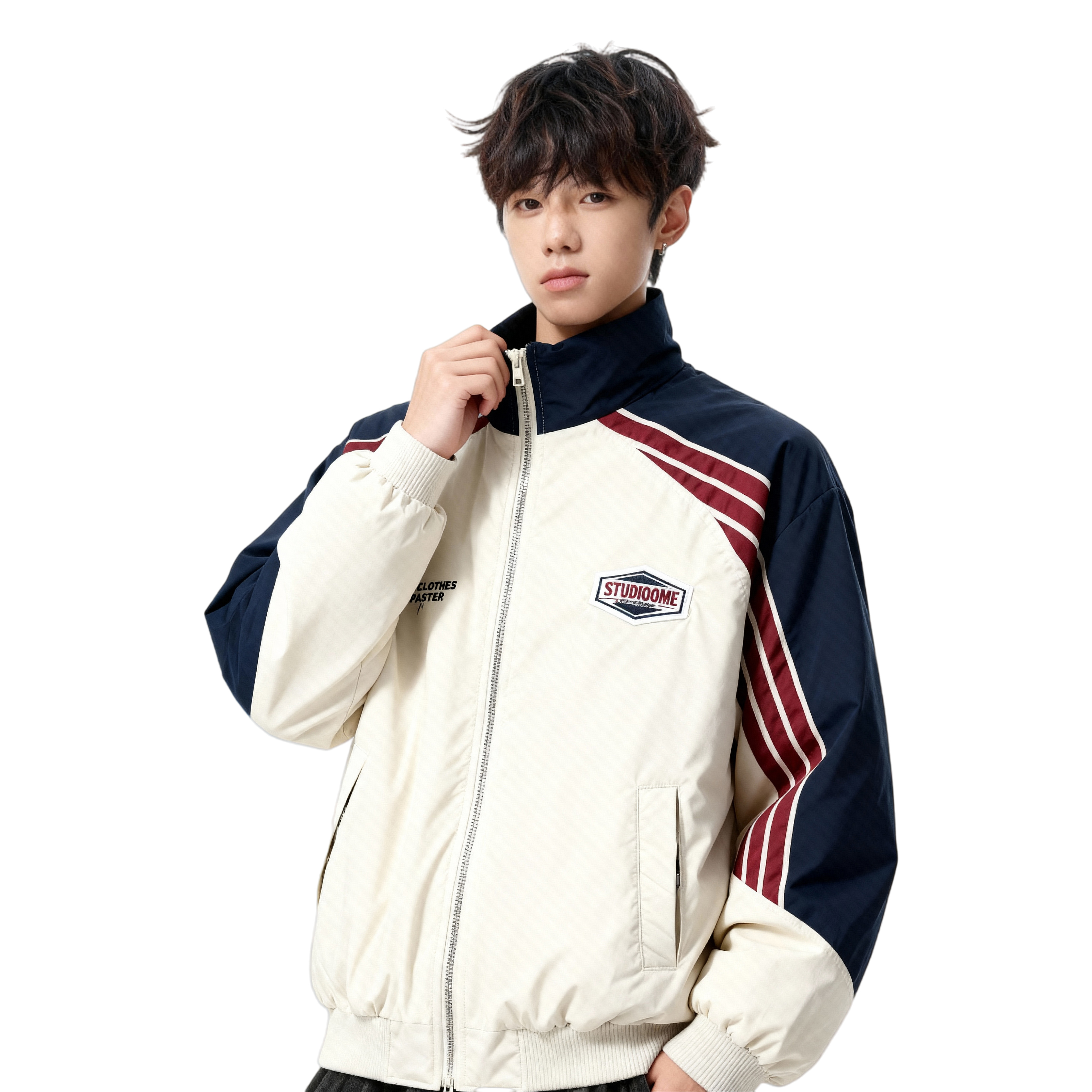 25新潮牌美式撞色拼接加棉加厚立领棉服男女保暖特批M3700-P100，男装棉衣，星座705