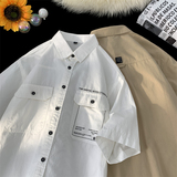 2025夏装新款时尚男贴标印花港风短袖衬衣705-C03-P50控68，男装T恤，星座705