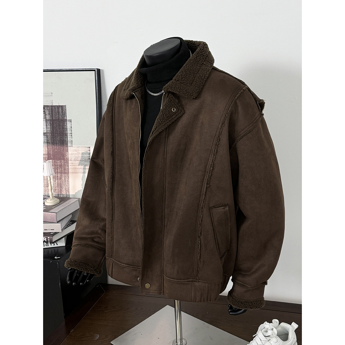 25冬季新款美拉德皮毛一体加厚外套保暖机车棉服潮705-M72-P120，男装棉衣，星座705