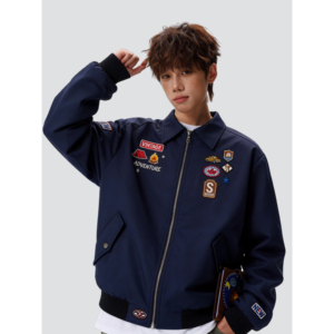 26春美式复古徽章小标飞行夹克男女百搭派克服潮705-JK5900-特P63图片