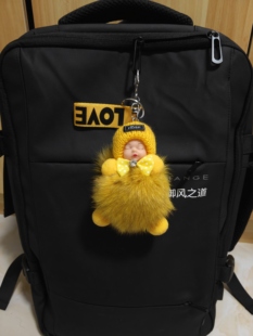 皮草挂件大容量双肩包时尚男士商务工作电脑旅行包印logo学生书包