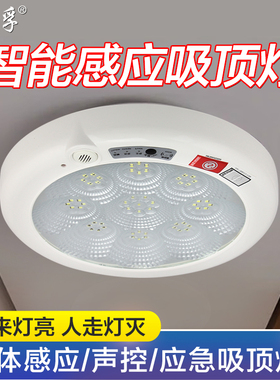 led人体红外线感应灯声光控智能楼道吸顶灯带应急过道车库声控灯
