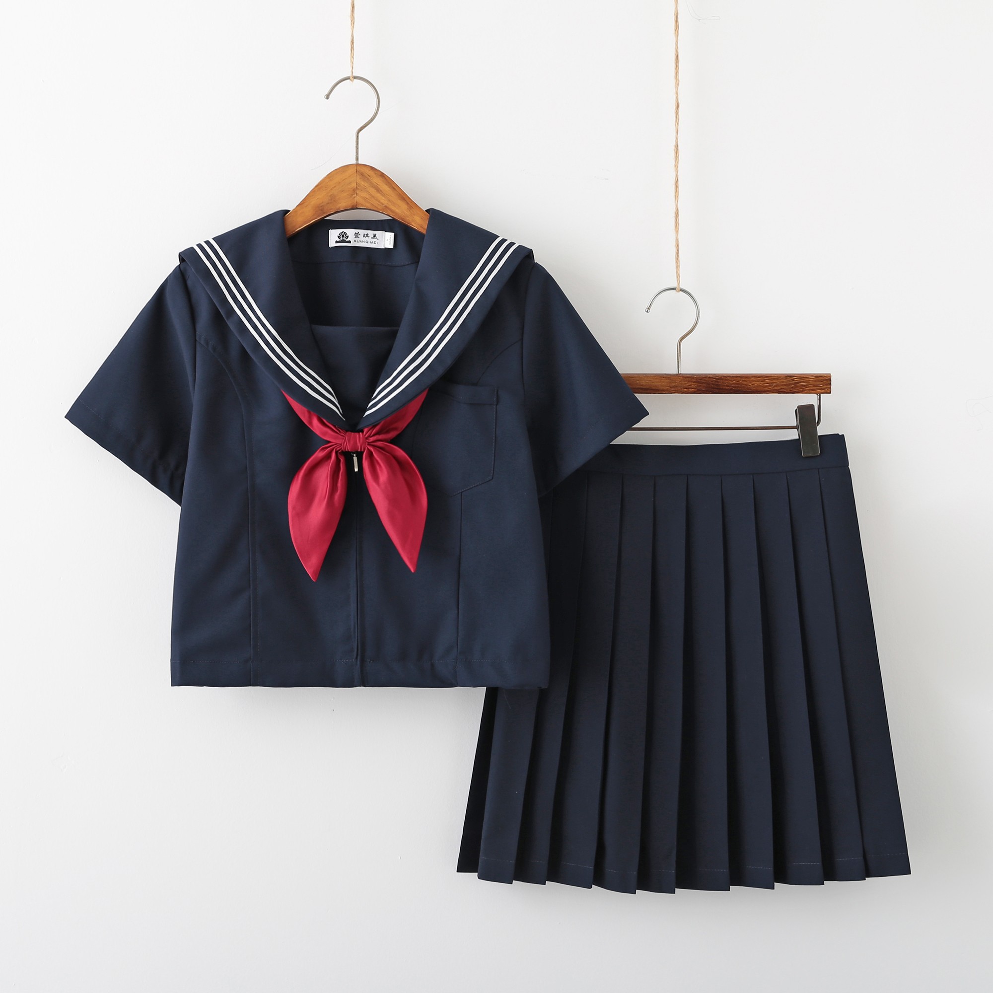日常服日系JK制服藏青长裙不良水手服高中班服学院风学生全蓝套装