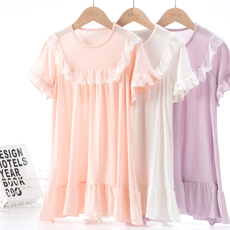 女童睡裙夏季薄款莫代尔小公主蕾丝裙中大童宽松睡衣宝宝家居服,童装/婴儿装/亲子装,家居裙/睡裙,淘宝优惠券,粉丝福利购,淘宝优惠卷