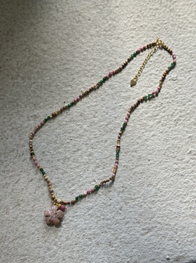 AIHPOS 索壹陆925银玛瑙花吊坠红纹编绳项链