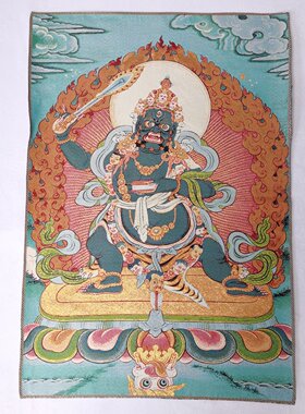 古玩杂项旧藏唐卡刺绣大势至菩萨挂画装饰画客厅书房茶室挂画