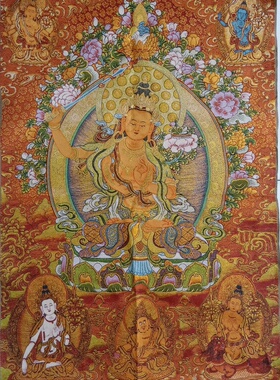 古玩杂项旧藏刺绣文殊菩萨挂画装饰画客厅书房茶室挂画