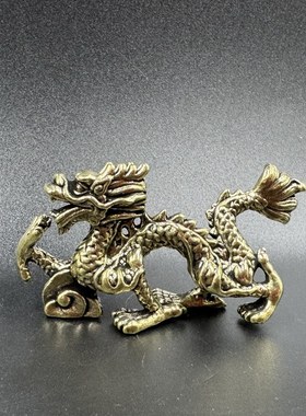 合金龙摆件龙青龙工艺品客厅办公室中式五爪金龙聚宝盆龙装饰品