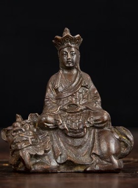 仿古做旧合金小佛骑兽地藏王小摆件家用室内摆设饰品收藏装饰招财