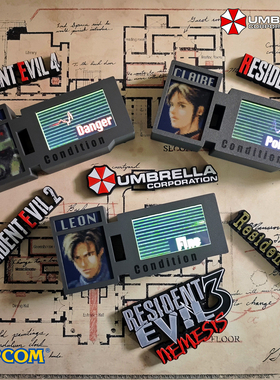 98原版生化危机2游戏周边 里昂艾达王游戏人物血量状态栏模型摆件