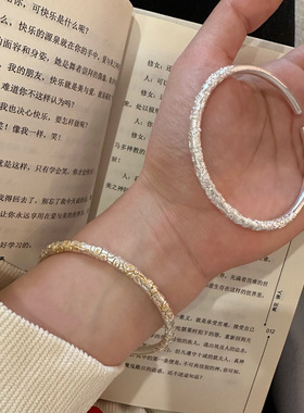 紫荆花银手镯足银雕花女纯银实心