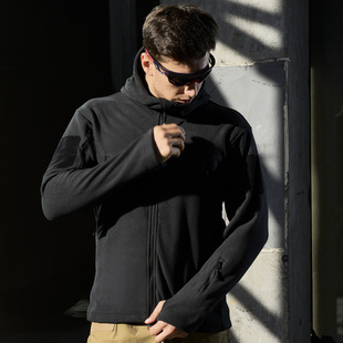 冬季TAD款户外抓绒衣外套男保暖夹克修身加绒加厚冲锋衣内胆带帽