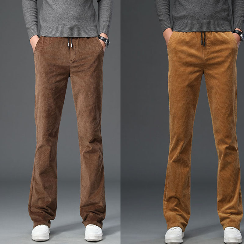 长裤宽松喇叭裤条绒裤松紧腰