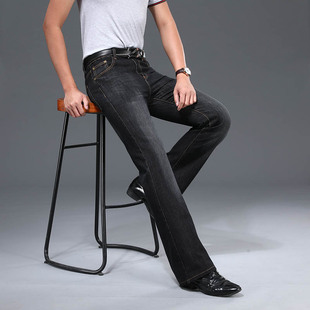 潮宽松喇叭男牛仔裤 韩版 男牛仔 男高腰喇叭牛仔长裤 加长春秋新款
