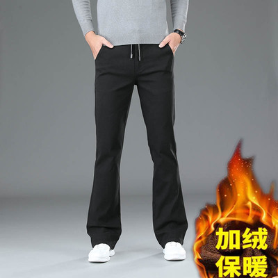 加绒加厚保暖长裤松紧腰抽绳设计