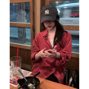 外套女 衬衫 秒发 氛围感满满26春韩国通勤慵懒设计泡泡棉格纹长袖