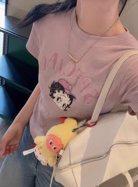 秒发！减龄设计感VISUAL SPACe贝蒂卡通印花T恤韩国款短袖上衣女