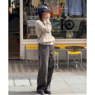 牛仔裤 女新品 韩国通勤休闲多口袋长款 现货 裤 春装 工装 子 巨好穿