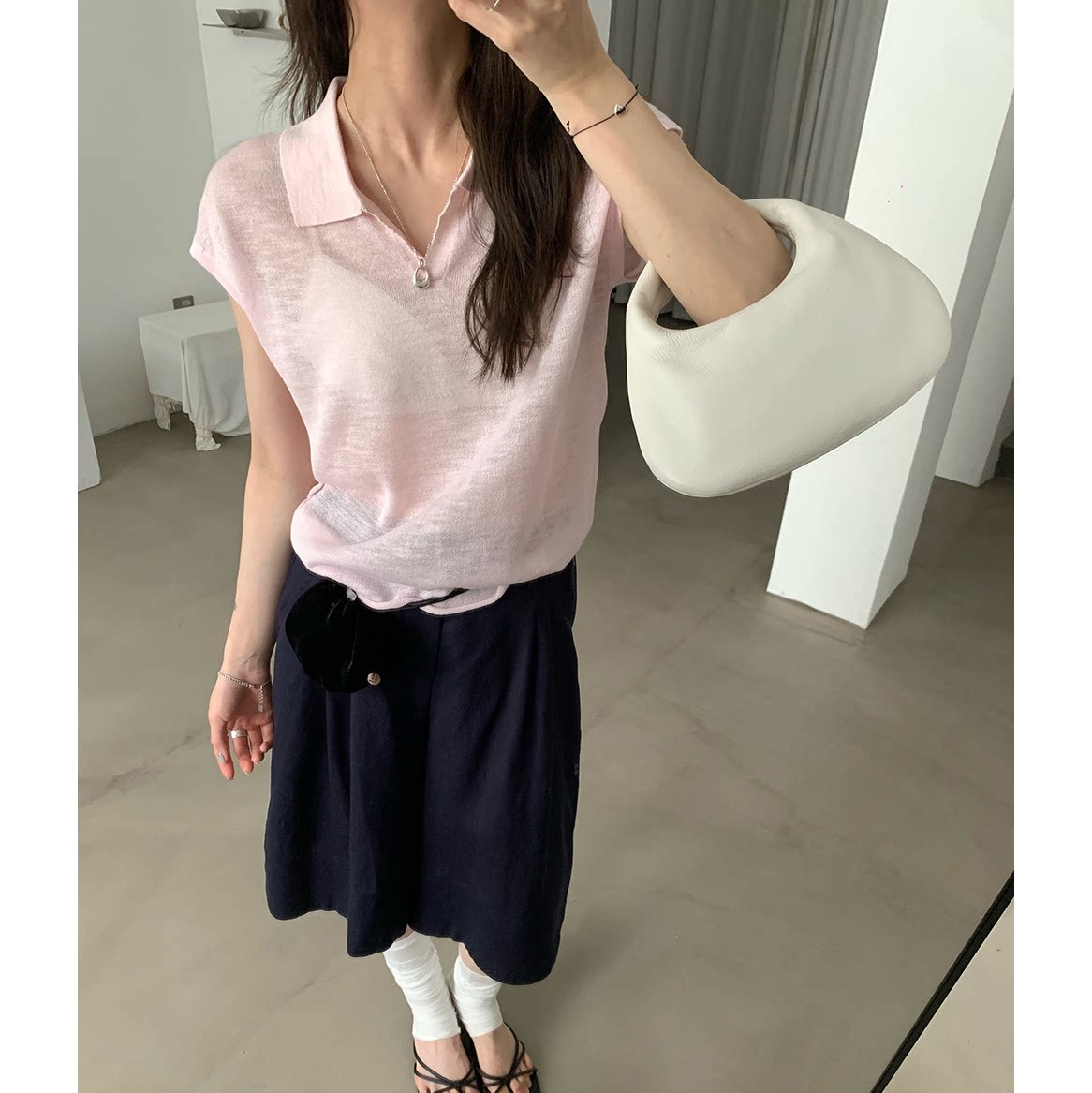 Lunoia正品巨好穿亚麻上衣韩国2026年夏季新款翻领套头短袖小衫女