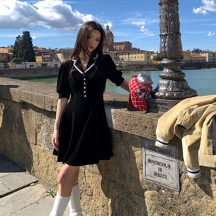 秒发 甜美学院风天鹅绒短裙女 复古丝绒连衣裙2026韩国早春新款