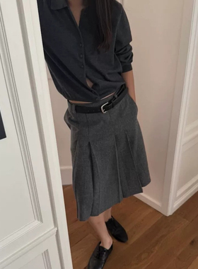 秒发！通勤OL风25秋冬韩国not*ing written针织开衫+百褶半身裙女