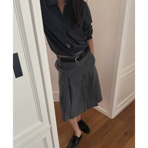 秒发！通勤OL风25秋冬韩国not*ing written针织开衫+百褶半身裙女