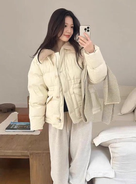 秒发！ER*ME毛领90鸭绒羽绒服25冬新款韩国防风可立领收腰外套女