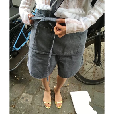 呼吸家breathe牛仔短裤女韩系夏季新系带屁帘款复古做旧磨边热裤