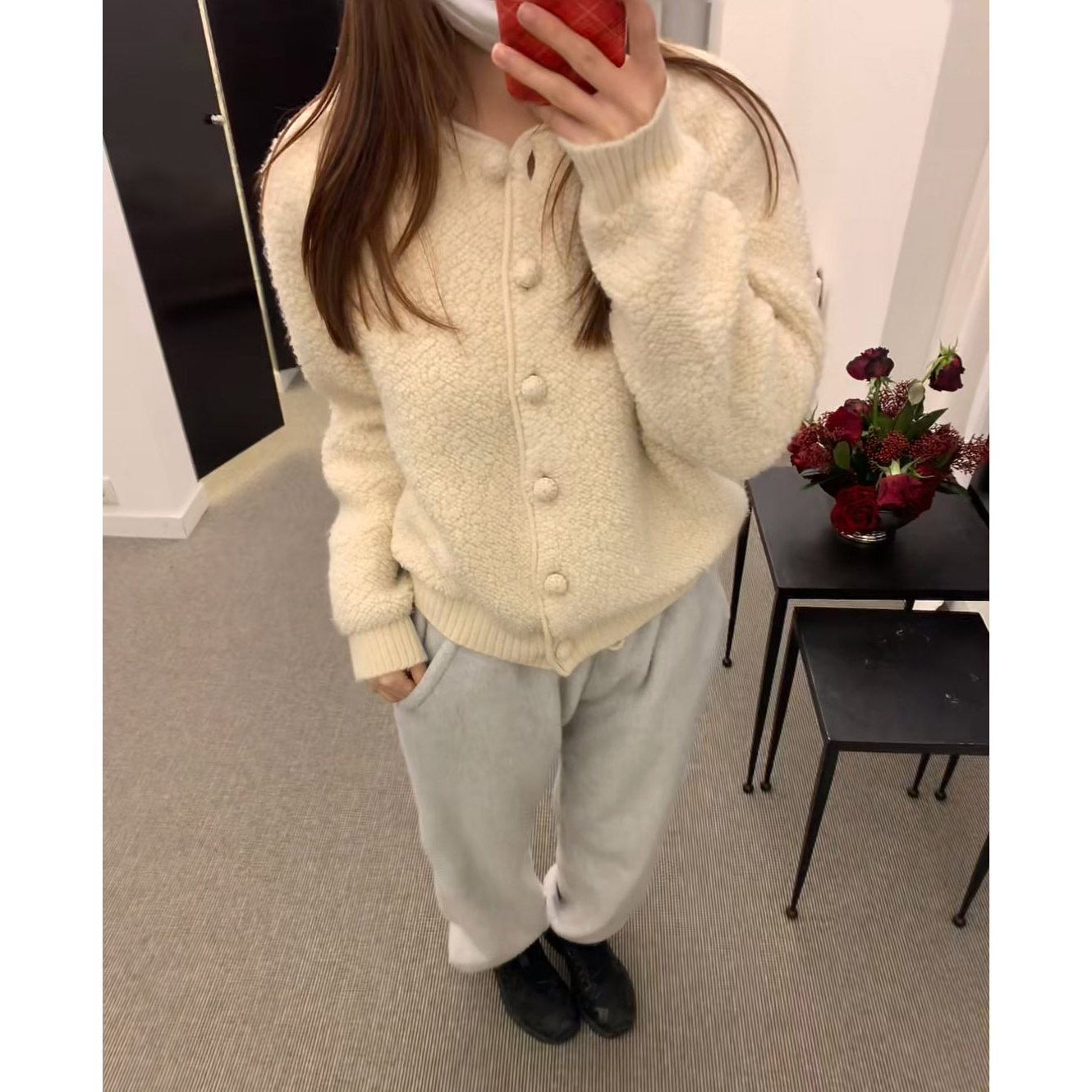 秒发！圈圈毛羊毛针织衫25秋韩国not*ing written亲肤保暖短外套