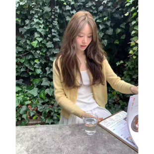 ounce纯色羊毛针织开衫 气质温柔单排扣上衣外套女 韩国2026春新款