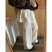 26春新款 韩国东大门纯色高腰显瘦直筒麻花毛线裤 针织裤 现货 长裤