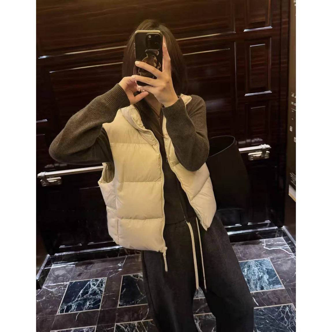 秒发！立领纯色羽绒马甲25冬季新款韩国简约拉链90鸭绒背心外套女