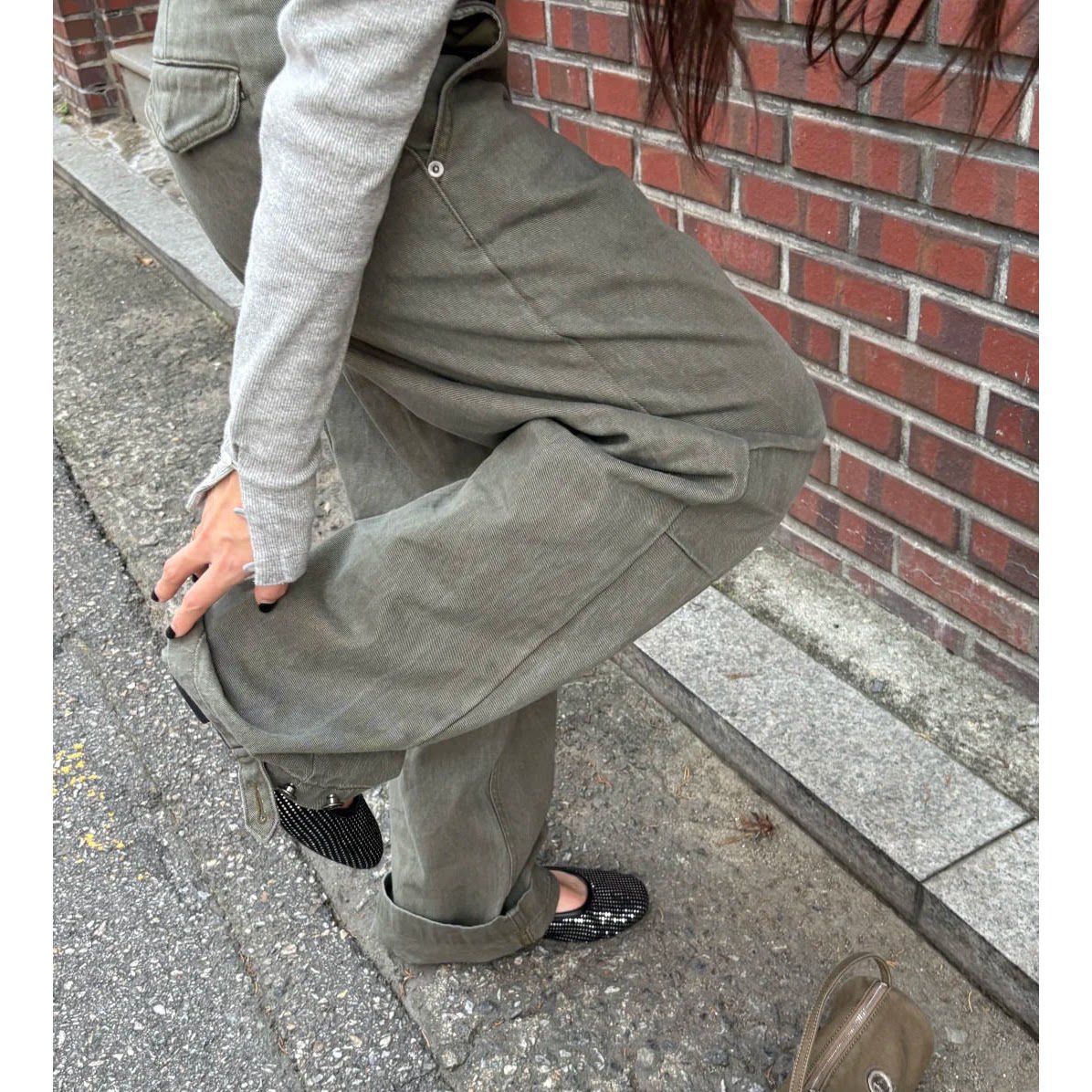 秒发！2026春季新款韩国设计师fo*to率性工装风松弛水洗牛仔裤女