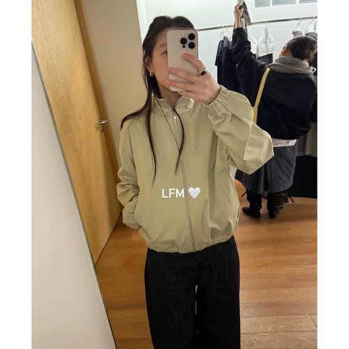 现！Lfm英伦风廓形立领夹克2026秋季新款韩国设计师复古短外套女