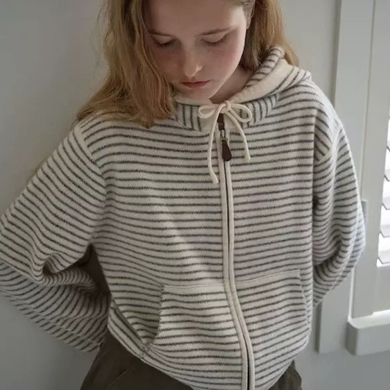 秒发！复古文艺范韩国秋ga*rielle连帽毛衣外套拉链羊毛针织开衫