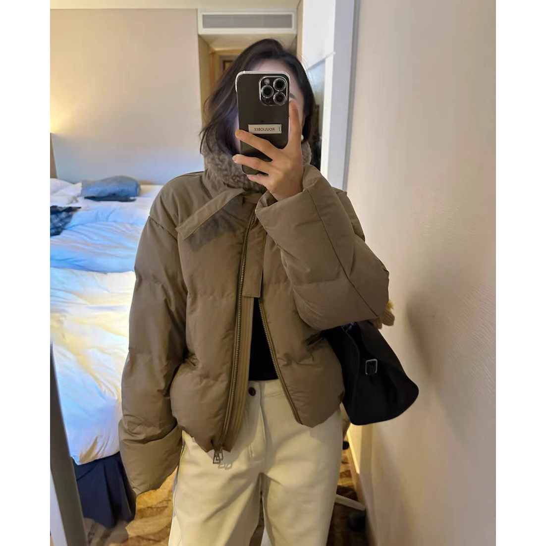 陆续！时髦精25冬季新款韩国撞色翻领拉链90鸭绒短款羽绒服外套女