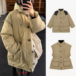 连帽中长外套 dal可卸袖 陆续 户外休闲风鸭绒羽绒服韩国25冬moo