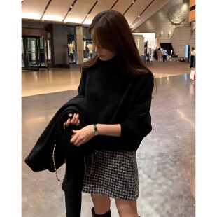 半身裙女 子裙25冬韩国高腰显瘦粗花呢A字短款 秒发 OUNCE小香风格