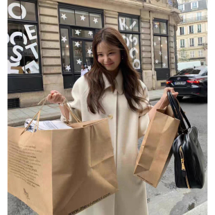 OUNCE羊毛大衣25秋冬韩国气质翻领单排扣中长呢外套 款 秒发 经典