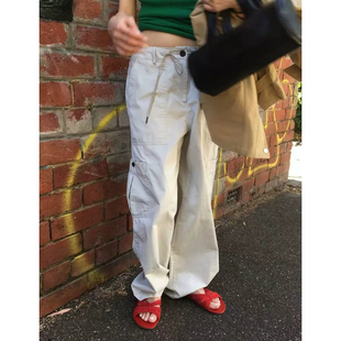 休闲裤 athe宽松系带阔腿长裤 26春新款 女 韩国the 慵懒随性工装