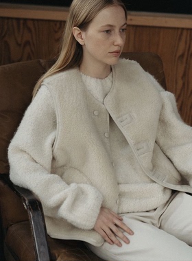 秒发！皮毛一体背心马甲韩国25秋冬季NOT*ING WRITTEN羊毛开衫女