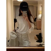 韩国OUNCE气质纯色舒适磨毛圆领长袖 秒发 闭眼入26新款 打底T恤女