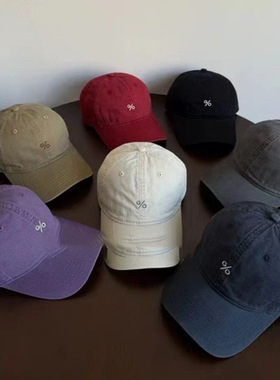 秒发！韩国25冬复古红色棒球帽显脸小遮阳大头围宽帽檐防晒鸭舌帽