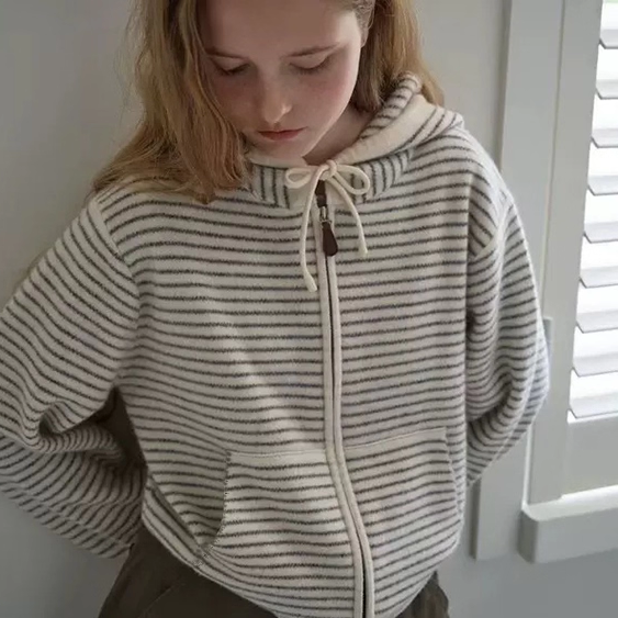秒发！复古设计韩国ga*rielle连帽条纹毛衣外套拉链羊毛针织开衫,女装/女士精品,毛针织衫,淘宝优惠券,粉丝福利购,淘宝优惠卷