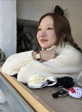 秒发！闭眼入25冬韩国东大门宽松慵懒翻领拉链羊毛针织开衫毛衣女